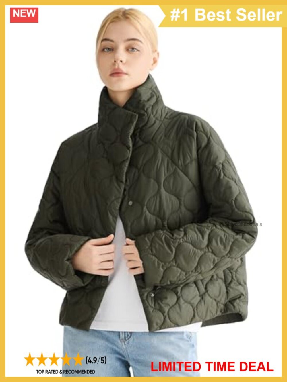 Oversized Quilted Cropped Lightweight Puffer Jacket